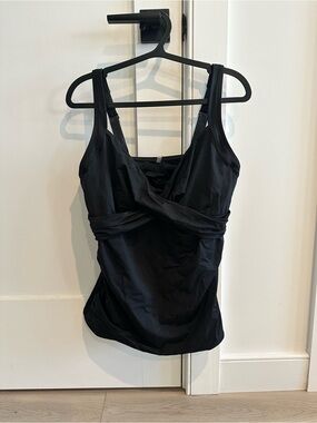 Lands' End Black Twist-Front Swim Tankini Tank Top